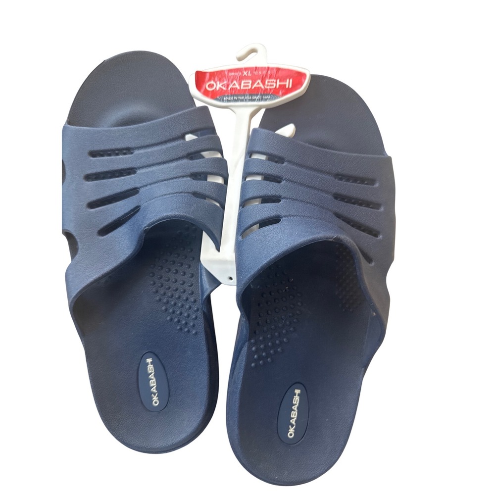 Okabashi Mens XL Navy Blue Surf Slide Sandals Made in USA Size 10.5-11.5 NEW